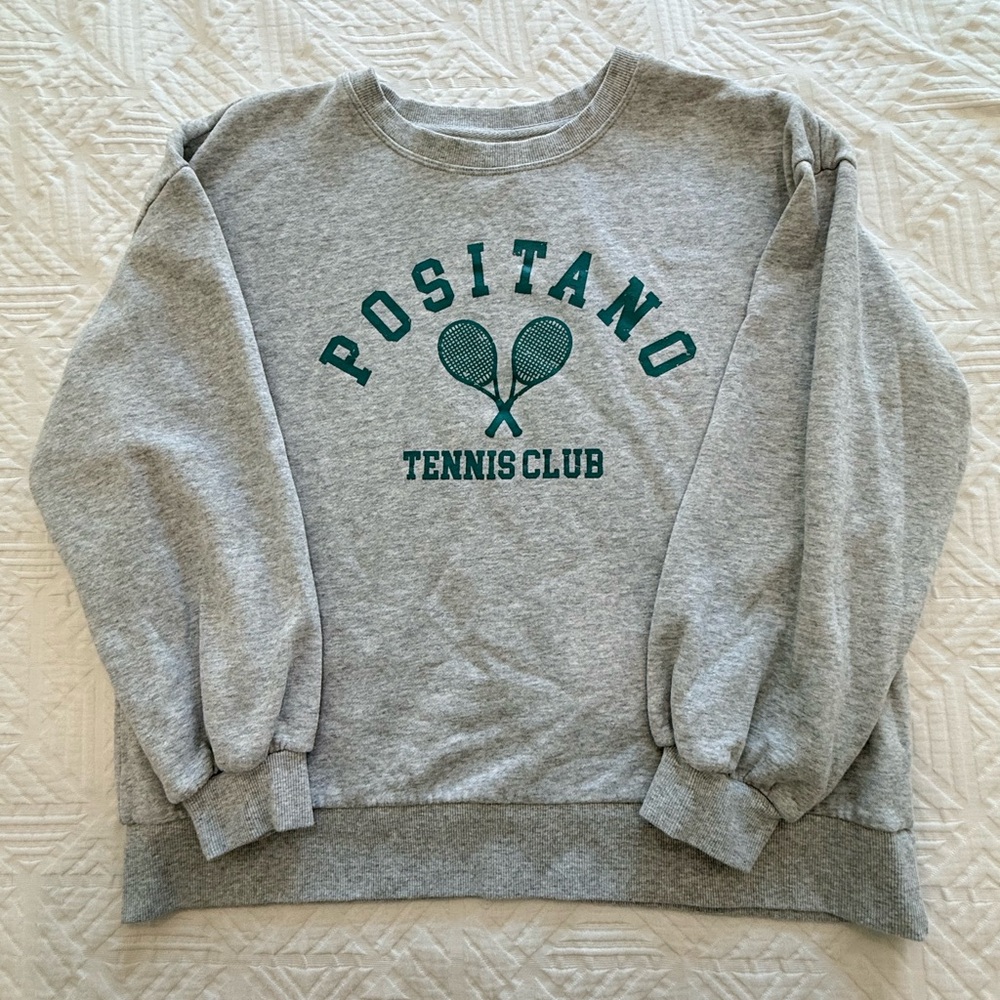 C&C California Heather Gray Positano Tennis Club Crewneck Sweatshirt